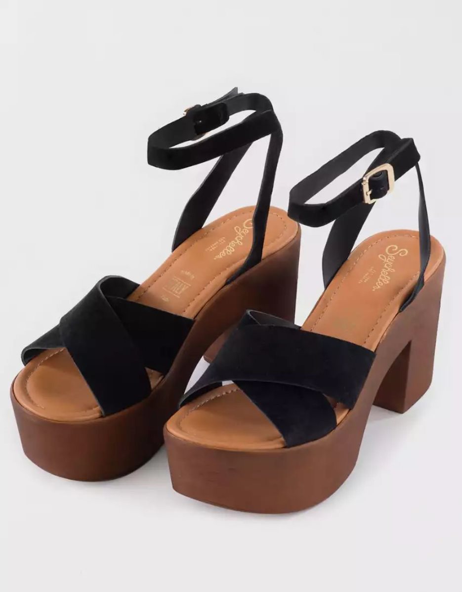 Compensées American Eagle Seychelles Sweetener Plateforme Sandal Noir Femme | QTL-30450344